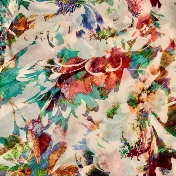 Apt 9 Blouse 1X White Floral Purple Green Orange Pink Semi Sheer Dressy - Picture 5 of 14